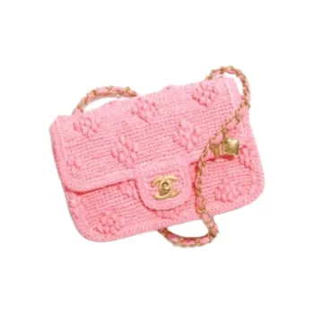 CHANEL Raffia Effect Woven Shoulder Bag, Crossbody Bag Women's Light Pink