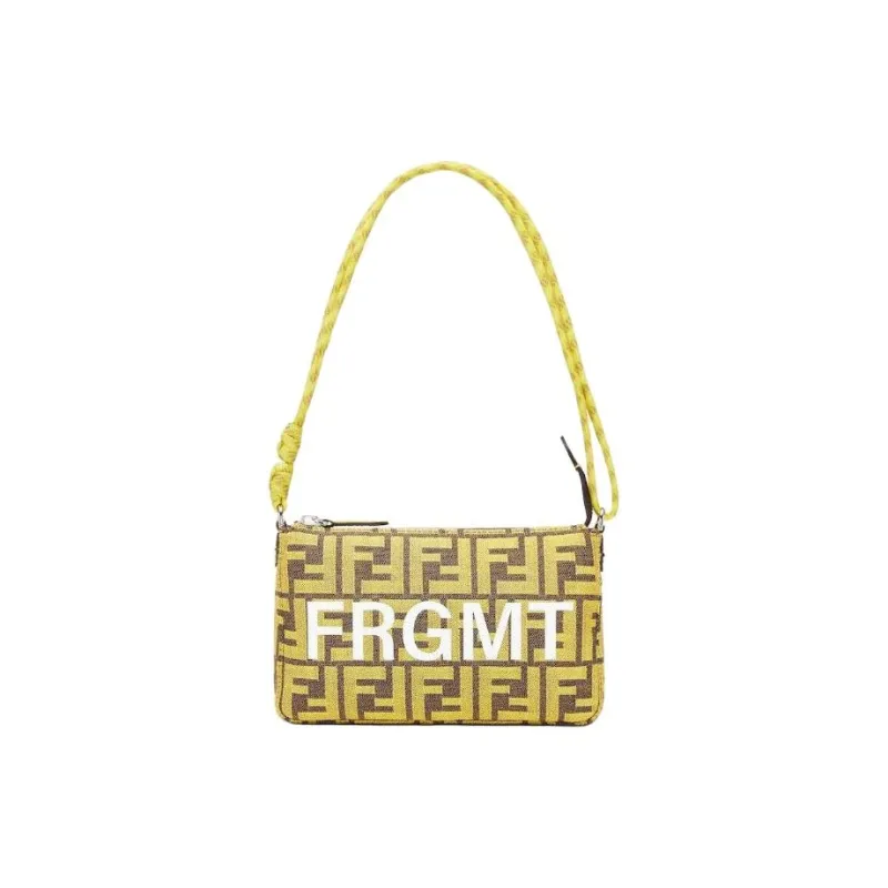 FENDI FRGMT Junya Ito Collaboration Jacquard One Shoulder Portable Clutch Women's Yellow-0