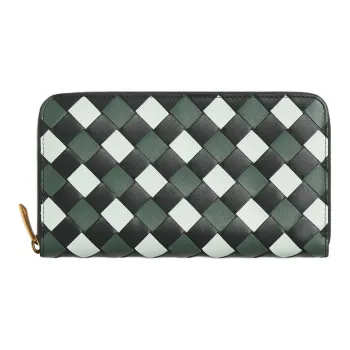 Bottega Veneta Calfskin Wallet Women's Slate Puzzle Glacier Puzzle Aloe Vera