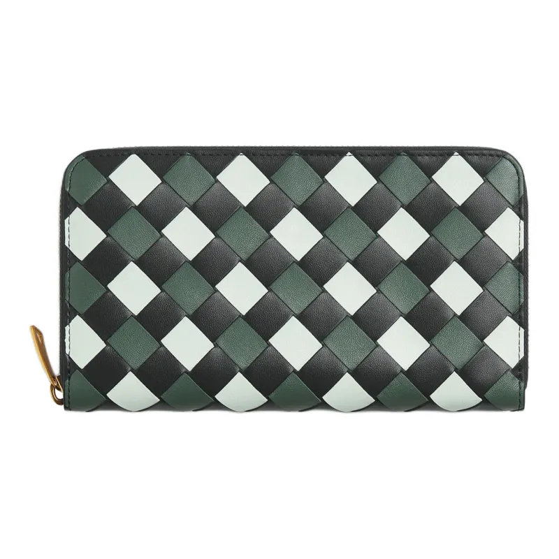 Bottega Veneta Calfskin Wallet Women's Slate Glacier Aloe Vera-0