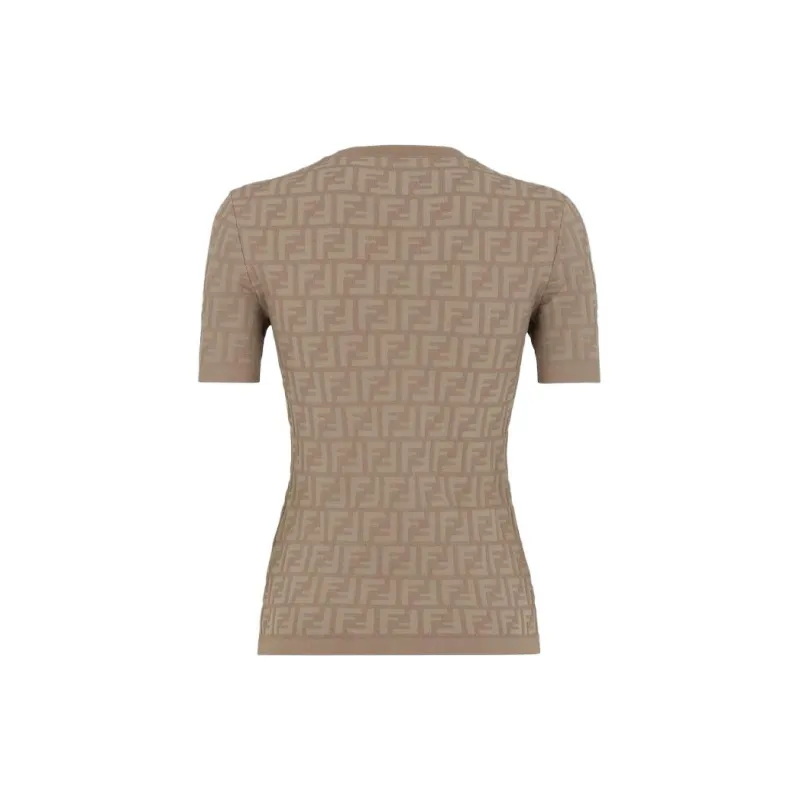 FENDI Monogram Detailed Knit T-Shirt-1