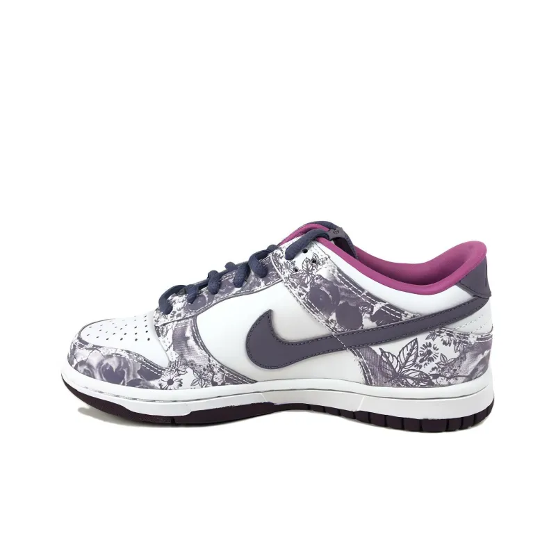 Nike Dunk Low Floral Slip-Resistant Low-Top Skateboard Shoes Women's Purple-0