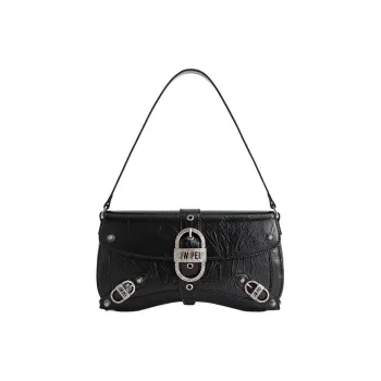 JW PEI Artificial Leather Shoulder Bag Baguette Bag Shoulder Bag Medium Size Women's Black
