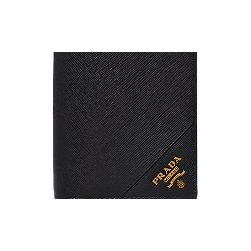 PRADA Saffiano Leather Wallet Men's Black-4