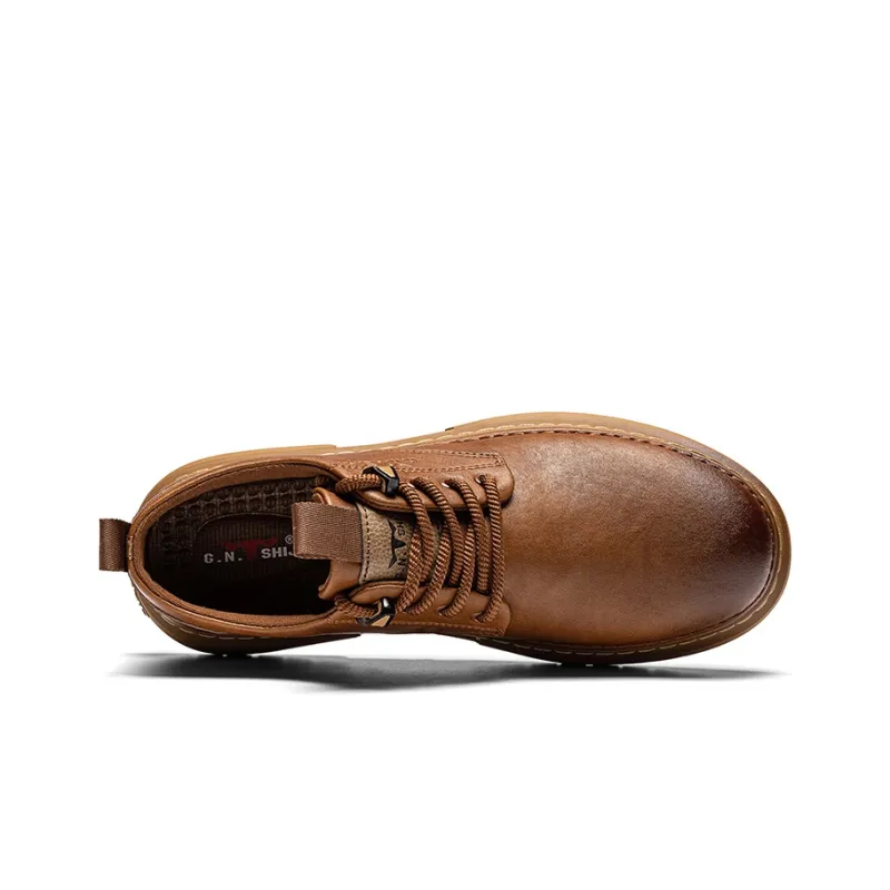 G.N.SHIJIA Men's Casual Shoes Men Low Top Black/Brown/Red-3