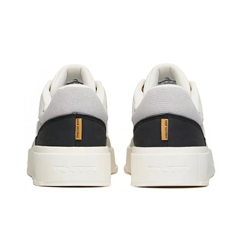 Anta Slip Resistant Water Resistant Cushioned Wear Resistant Low Top Skateboard Shoes Men's Ivory White Gray Black-3
