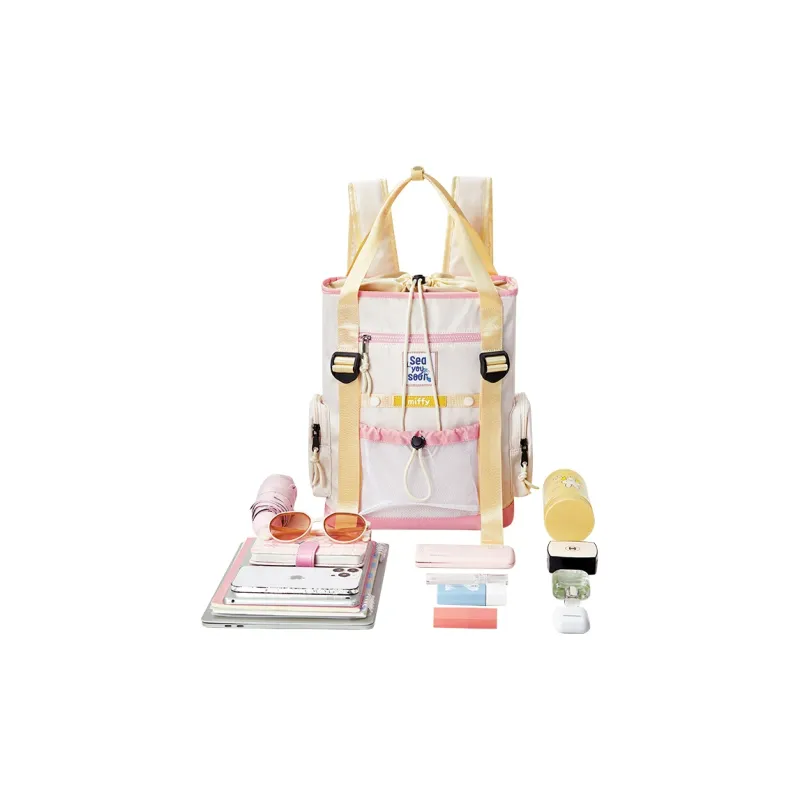Miffy Oxford Backpack Regular Women's White/Pink/White/Coffee-5