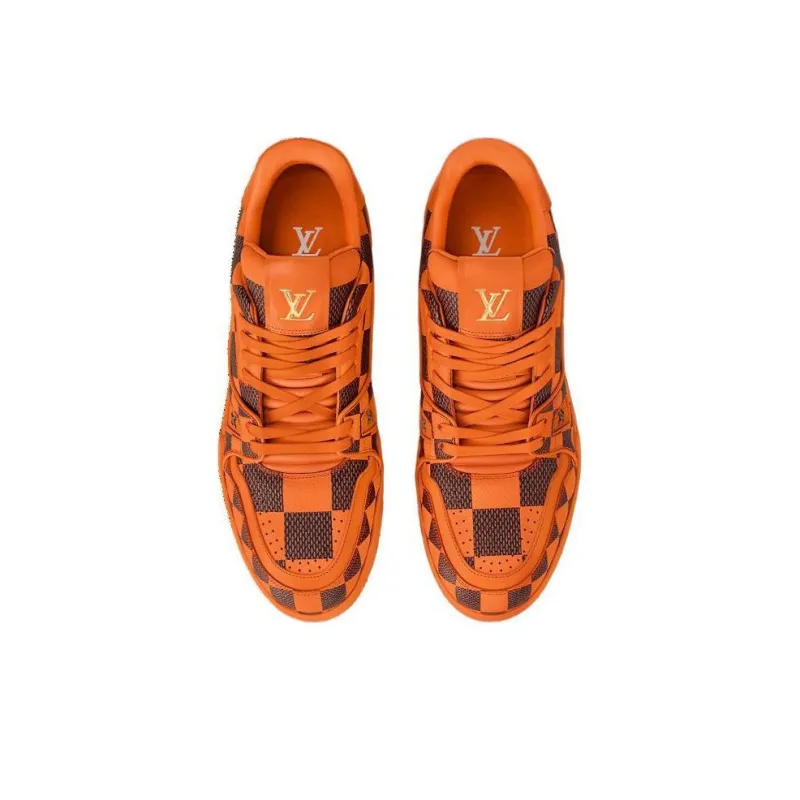 LOUIS VUITTON Trainer Low Top Skateboard Shoes Unisex Orange-3