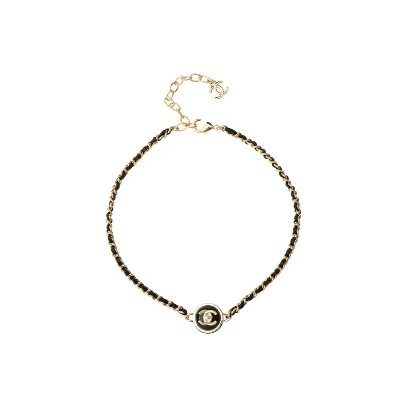 CHANEL Metal Necklaces Women's Gold/Black-2
