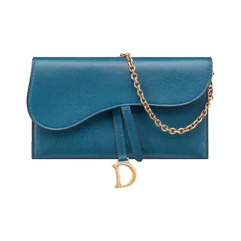 DIOR Saddle Goatskin Saddle Bag Wallet Shoulder Bag Crossbody Bag Women's Steel Blue