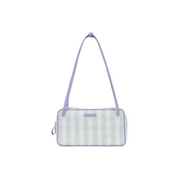 STAR TOWN PVC Shoulder Bag, Crossbody Bag, Handbag Medium Size Women's Smoke Purple/Coffee Brown