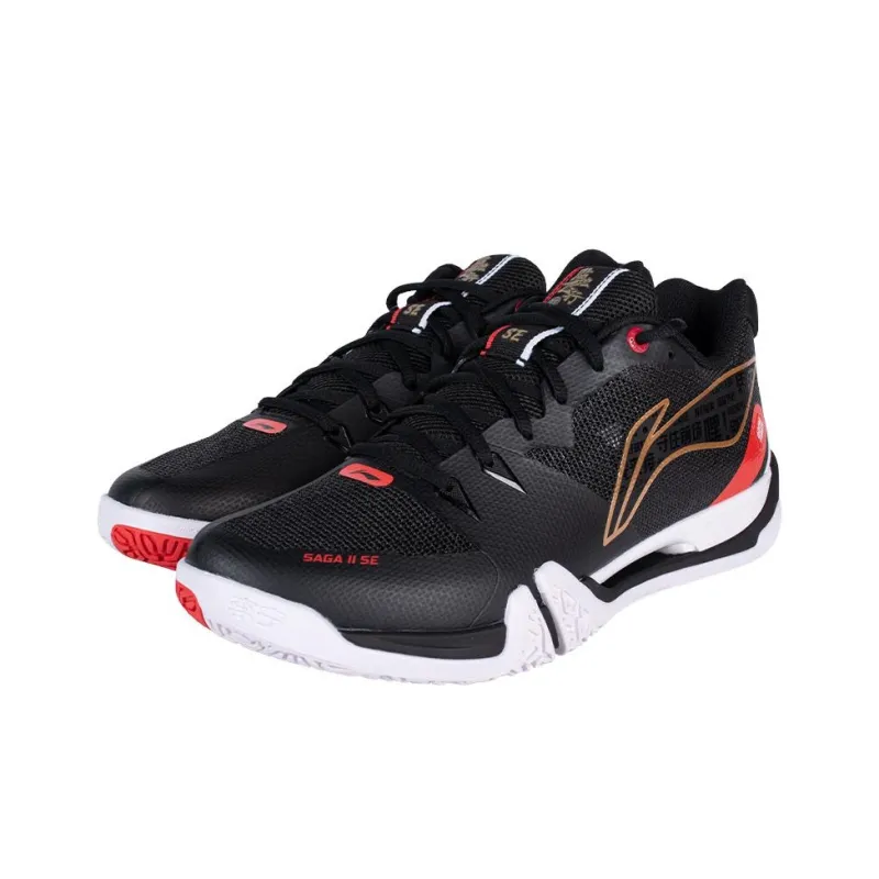 LiNing 2 SE Anti Slip And Wear Resistant Lightweight Low Top Badminton Shoes Unisex Black Red-1