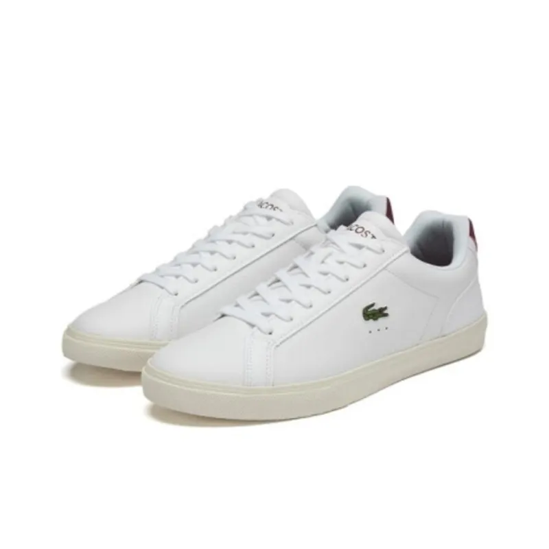 LACOSTE Anti-Slip Wear-Resistant Low-Top Skateboard Shoes Men's White-1