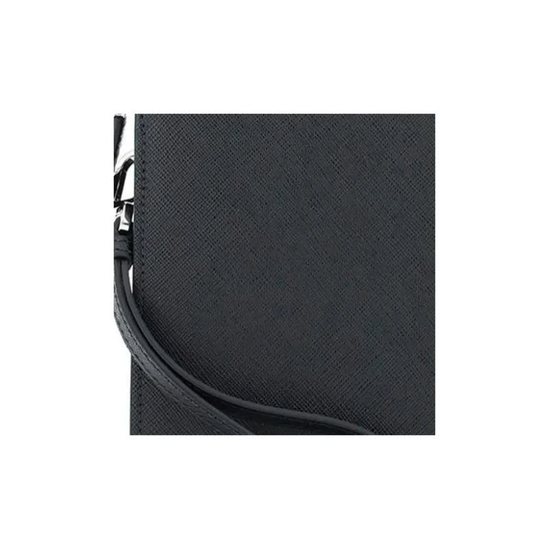 PRADA Saffiano Leather Clutch Men's Black-4