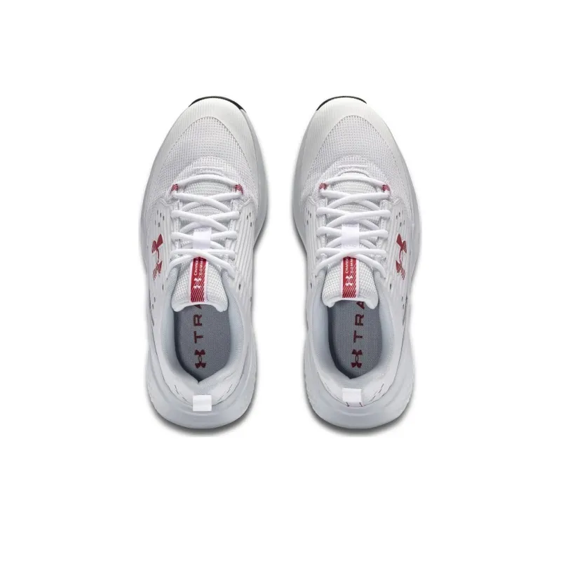 Under Armour Cushioned Slip-Resistant Low-Top Training Shoes Men's White Red-3
