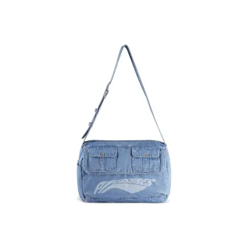 LiNing PLEASURES Collaboration Denim Shoulder Bag Crossbody Bag Regular Unisex Blue Denim Color