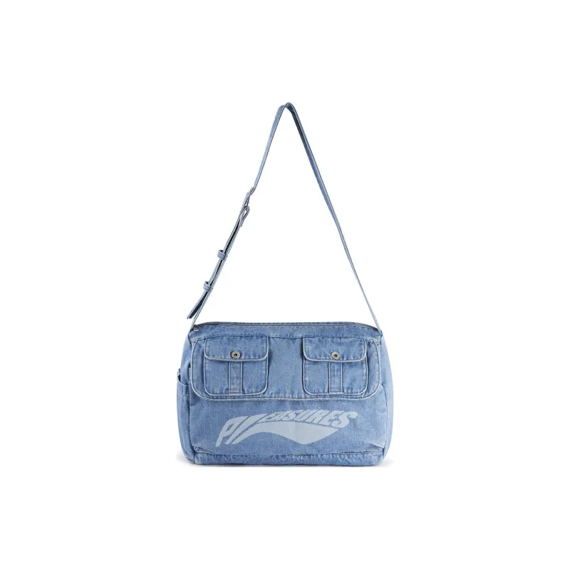 LiNing PLEASURES Collaboration Denim Shoulder Bag Crossbody Bag Regular Unisex Blue Denim Color-0