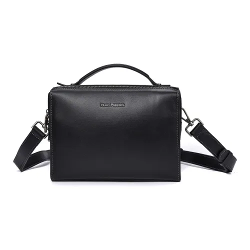 Hush Puppies Cow Leather Shoulder Bag, Crossbody Bag, Handbag Medium Size Men's Black