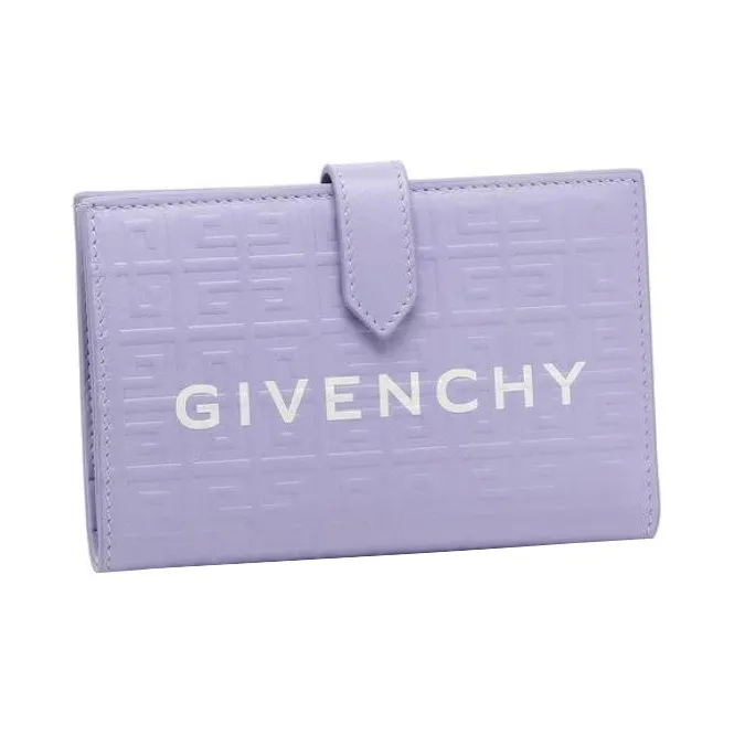 GIVENCHY Leather Card Holder Wallet Mini Women's Lavender-1