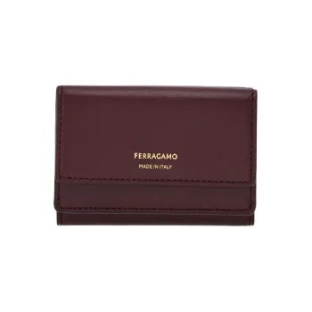FERRAGAMO Calfskin Wallet Men's Black Barolo