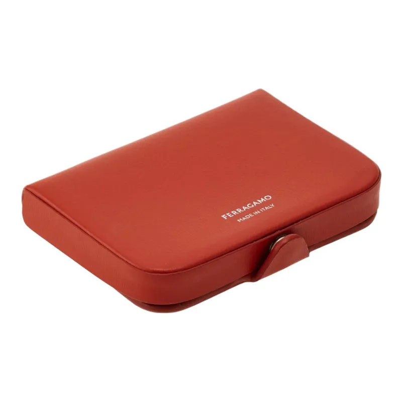 FERRAGAMO Calfskin Wallets Coin Purses Men's Red Clay-2