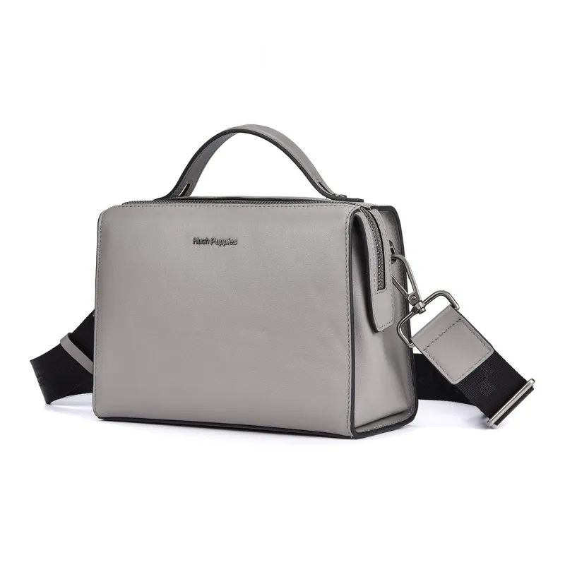 Hush Puppies Cow Leather Shoulder Bag, Crossbody Bag, Handbag Medium Size Men's Black-0