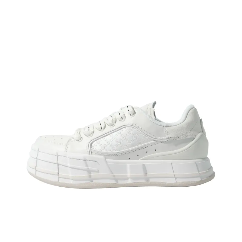 FARMER BOB Height Increasing Wear-Resistant Breathable Slip-Resistant Low-Top Skateboard Shoes Unisex White-1