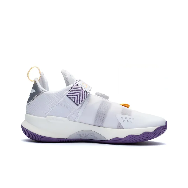 LiNing Wade Fission 7 V2 Cushioned Slip Resistant Support Low Top Basketball Shoes Men's White Purple-1