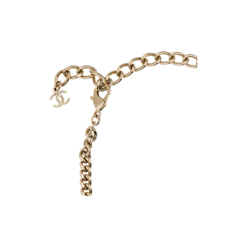 CHANEL Metal Rhinestone Necklaces Women's Gold-3