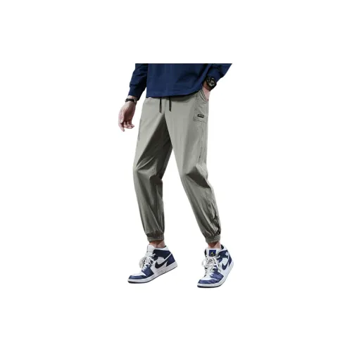 Tonlion Casual Pants Men Khaki Gray