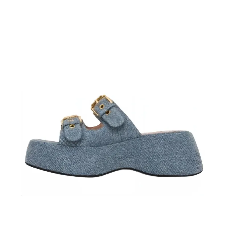 MOSCHINO Dolly 75mm Denim Mules-0