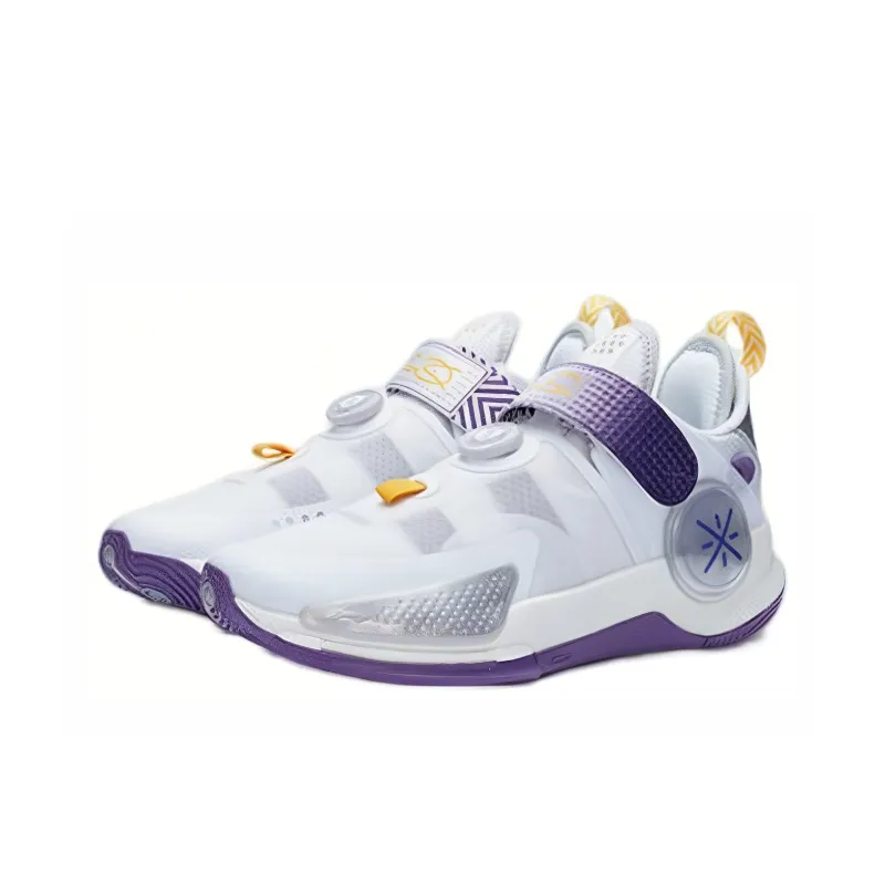 LiNing Wade Fission 7 V2 Cushioned Slip Resistant Support Low Top Basketball Shoes Men's White Purple-2