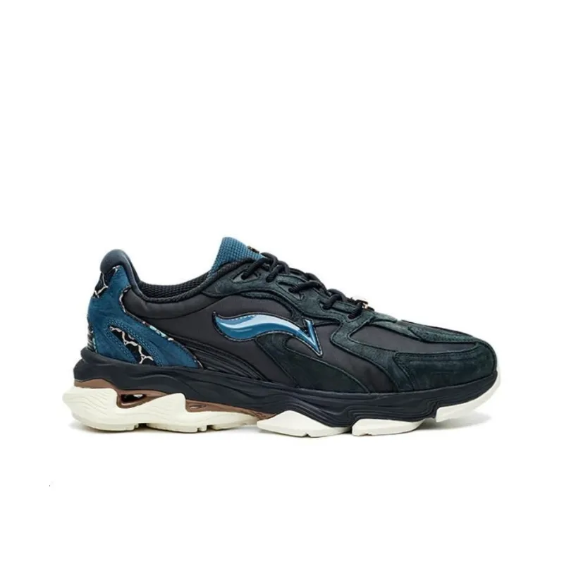 LI NING 1990 Cushioned Anti Slip And Wear Resistant Lightweight Low Top Running Shoes Men's Black Green-1