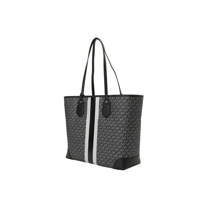 MICHAEL KORS Eva Leather Tote Bag, Shopping Bag, Shoulder Bag, Handbag Large Size Women's Black-3