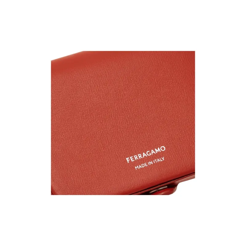 FERRAGAMO Calfskin Wallets Coin Purses Men's Red Clay-6