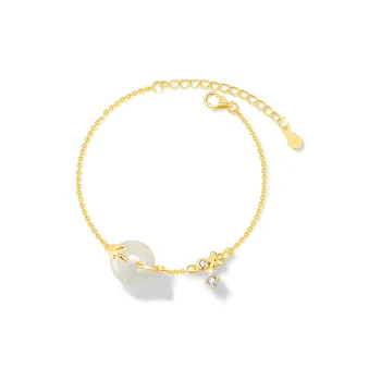 Best Wishes Hetian Jade Bracelets Unisex Pale Greenish White Jade