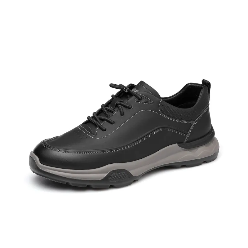 Strongman 3515 Men's Casual Shoes Genuine Leather Elastic Band Slip on Outdoor Youth Versatile Soft Sole Unlined Shoes-1