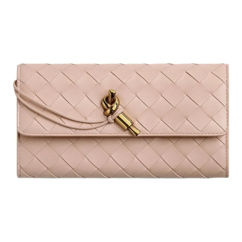 Bottega Veneta Lambskin Wallet Large Size Women's Lotus Colored-0