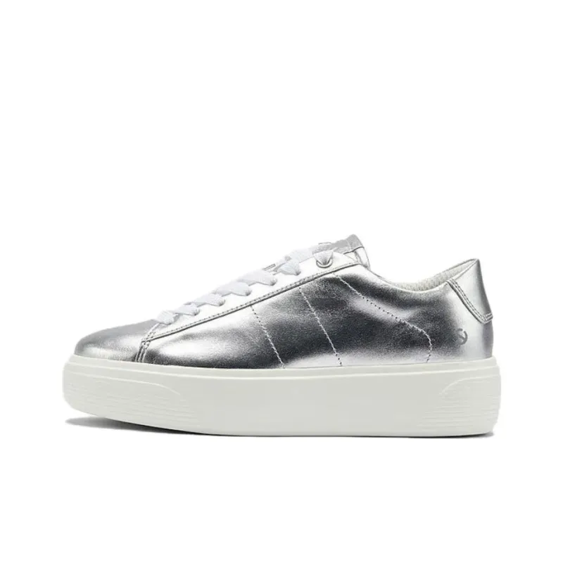 Ecco Low Top Skateboard Shoes Women's Silver-0