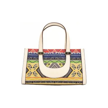 COOGI Cow Leather With Synthetic Leather Tote Bag, Handbag, Shoulder Bag Women's Ecru