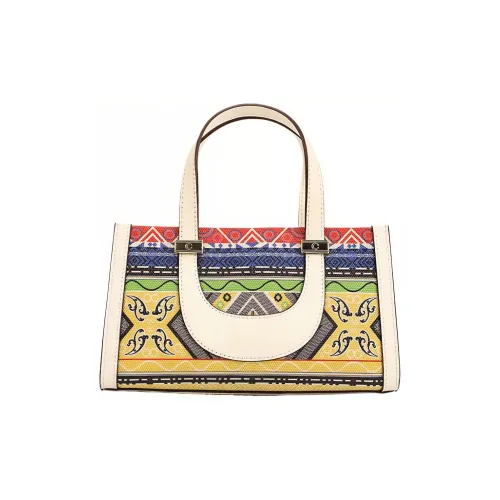 COOGI Cow Leather With Synthetic Leather Tote Bag, Handbag, Shoulder Bag Women's Ecru