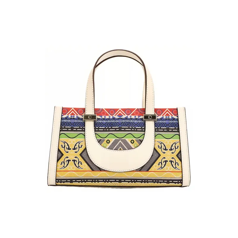 COOGI Cow Leather With Synthetic Leather Tote Bag, Handbag, Shoulder Bag Women's Ecru-0