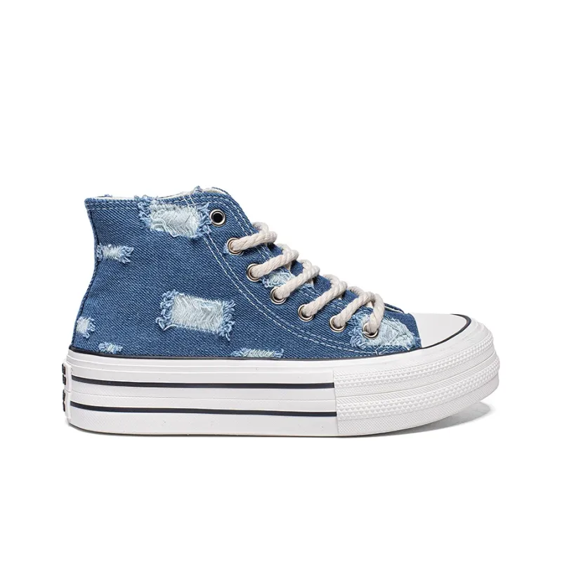 Warrior Lightweight And Breathable High Top Canvas Shoes Women's Dark Blue-1