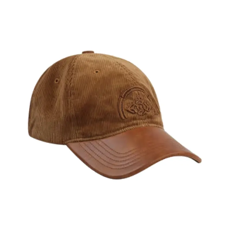 EVISU Cotton Elastane Cow Leather Baseball Caps Men's Brown-0