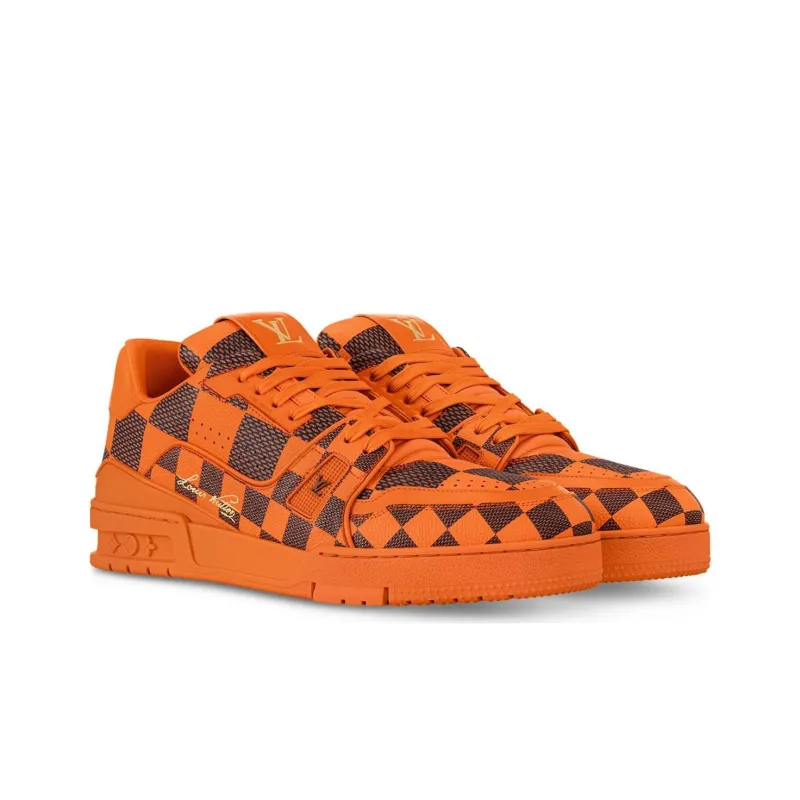 LOUIS VUITTON Trainer Low Top Skateboard Shoes Unisex Orange-2