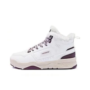 QIAODAN Anti Slip And Wear Resistant Lightweight Height Increasing High Top Skateboard Shoes Women's Ivory Cocoa