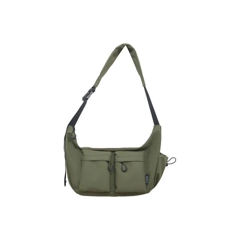 NOMK Nylon Travel Bag Shoulder Bag Crossbody Bag Medium Size Unisex Black/White/Green/Khaki/Brown-5