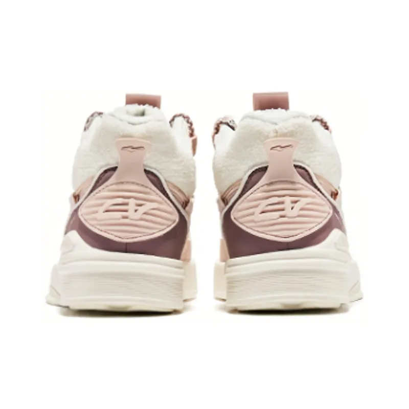 Erke Rivers Anti Slip Wear Resistant High Top Skateboard Shoes Women's White Pink-3