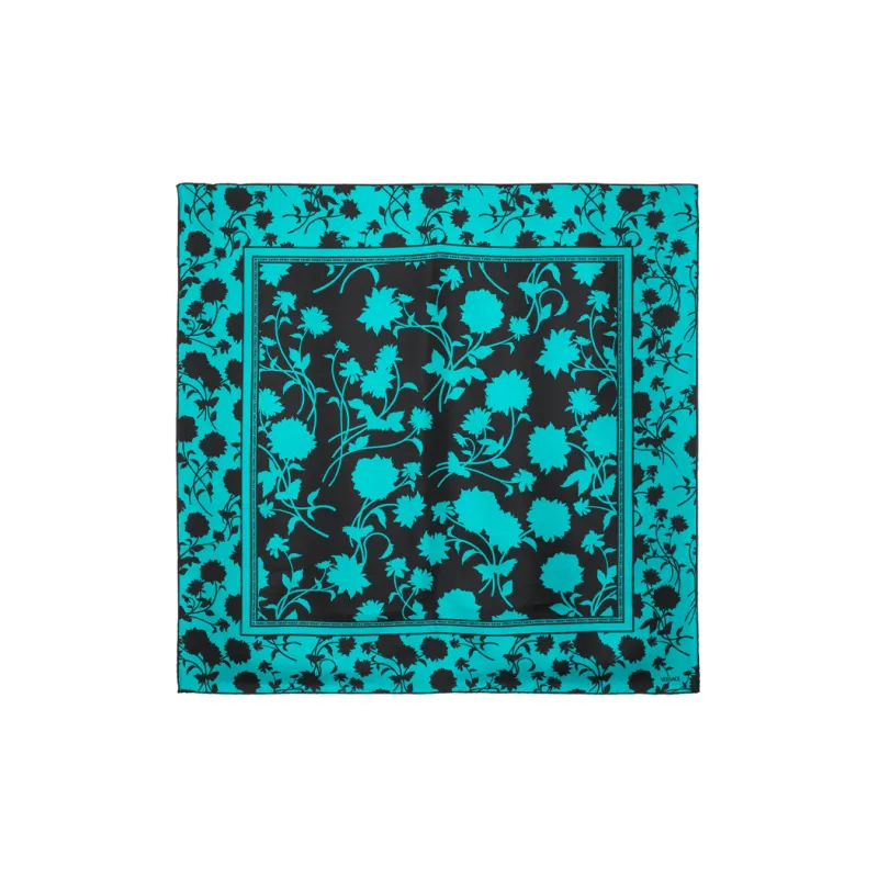 VERSACE Floral Silhouette print Silk Foulard-0