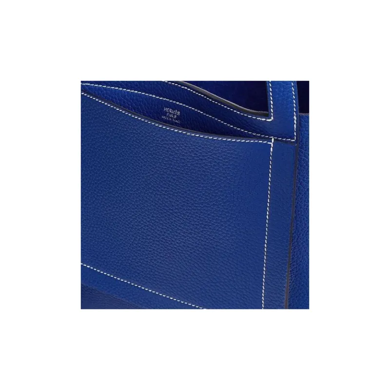 HERMES Cabasellier Taurillon Clemence Calfskin Tote Bag Shopping Bag Shoulder Bag Handbag Women's Blue-4